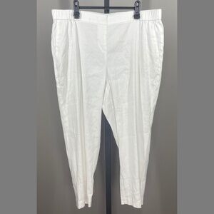 NEW J Jill Pants Womens Large Petite white linen straight leg preppy casual